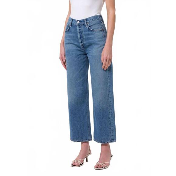 NEW AGOLDE ren cropped wide leg jean in blue - Picture 5 of 5